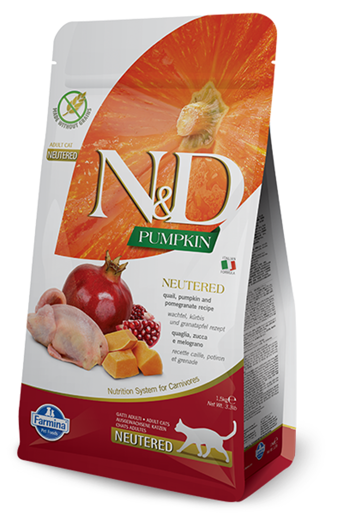 Farmina N&D Pumpkin Neutered Xira Trofi ga Enilikes Steiromenes Gtes me Ortuki, Rodi kai Kolokutha 300gr
